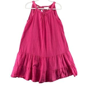 Bellambia‎ Linen Trapeze Dress Pink Back Tie Womens Size Large Swim Cover Beach